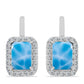 Ezüst Fülbevaló Barahonai Larimarral és Fehér Topázzal