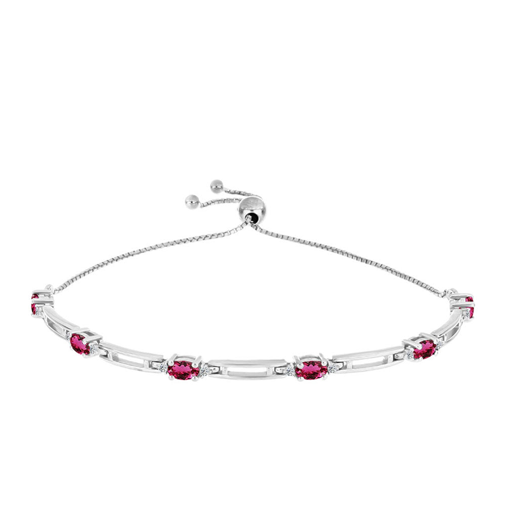 Ezüst Karkötő Cruzeroi Rubellittel és Fehér Topázzal 1 