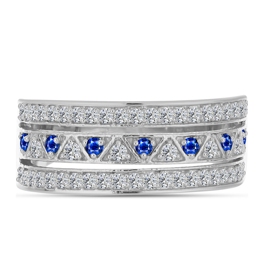 Ezüst Gyűrű Ausztrál Kék Zafírral és Fehér Topázzal