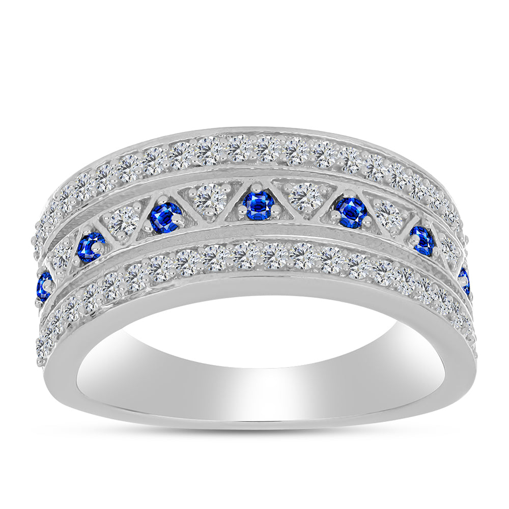 Ezüst Gyűrű Ausztrál Kék Zafírral és Fehér Topázzal