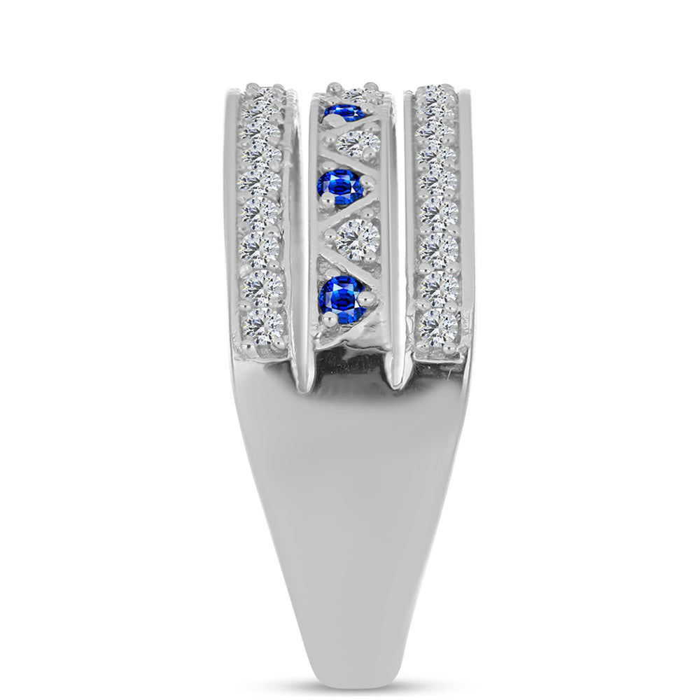 Ezüst Gyűrű Ausztrál Kék Zafírral és Fehér Topázzal