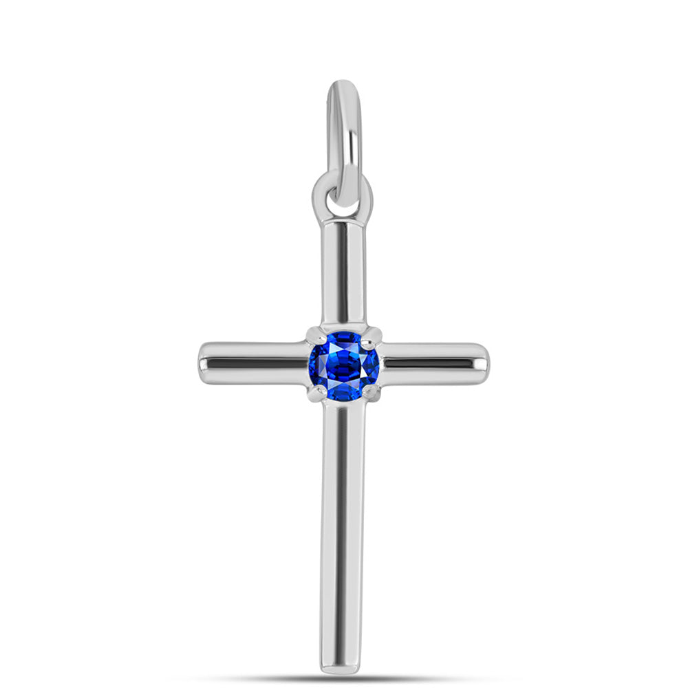 Kereszt Ezüst Medál Ausztrál Kék Zafírral 1 