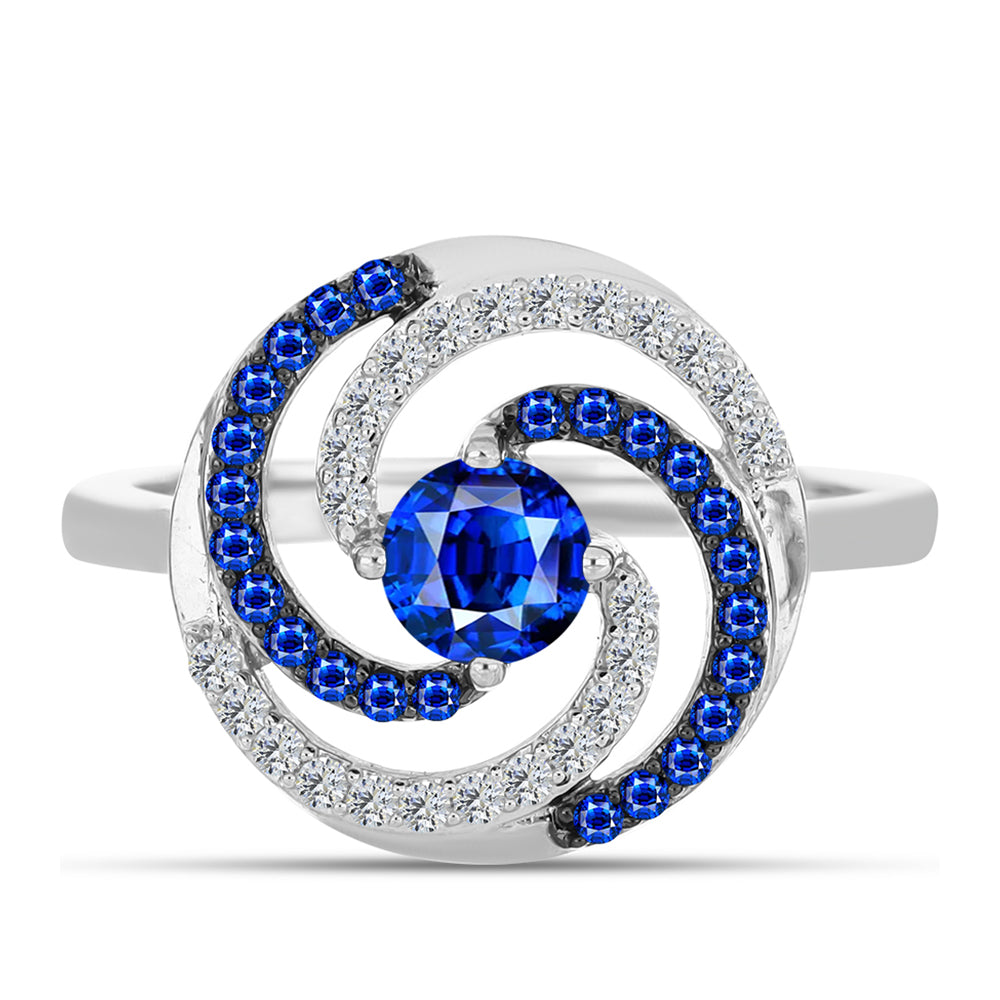 Ezüst Gyűrű Ausztrál Kék Zafírral és Fehér Topázzal 1 