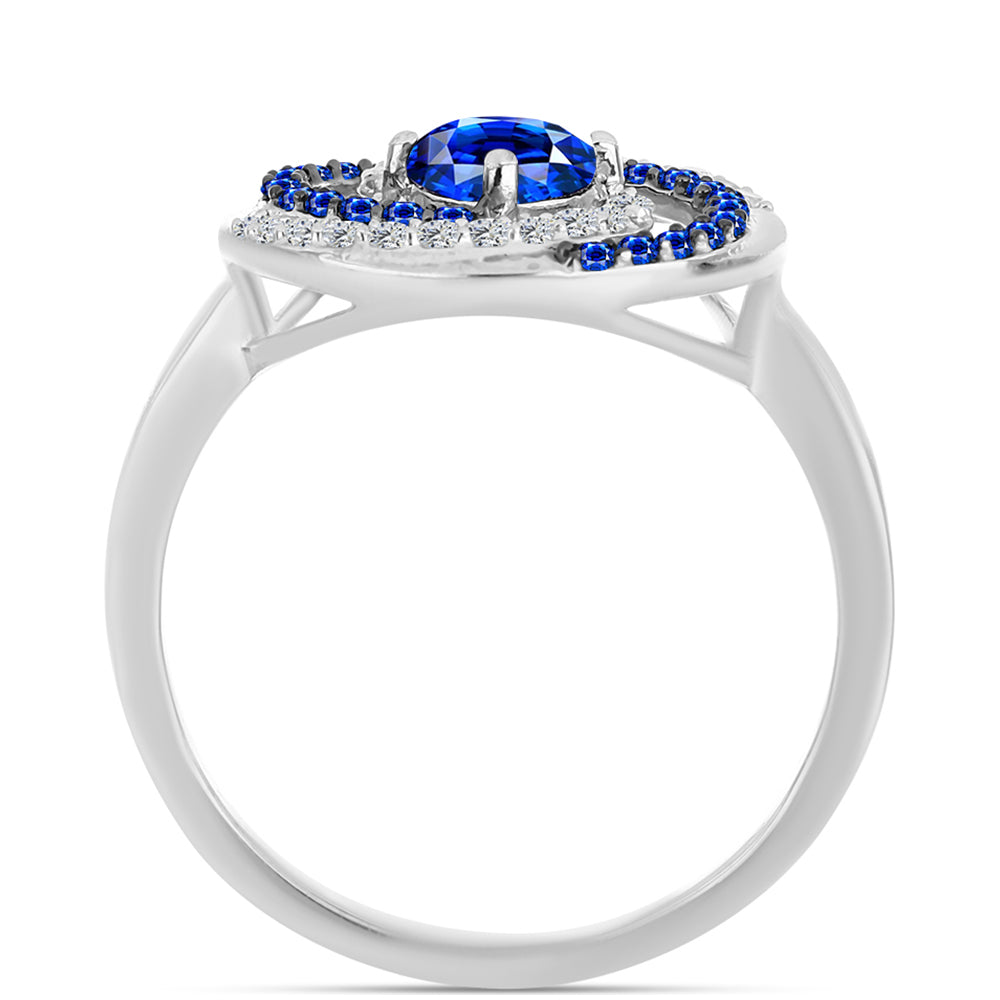 Ezüst Gyűrű Ausztrál Kék Zafírral és Fehér Topázzal 2 
