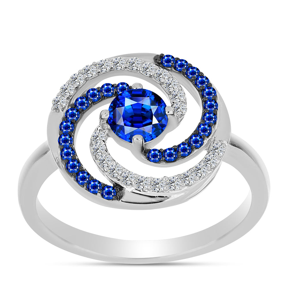 Ezüst Gyűrű Ausztrál Kék Zafírral és Fehér Topázzal