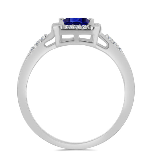 Ezüst Gyűrű Ausztrál Kék Zafírral és Fehér Topázzal