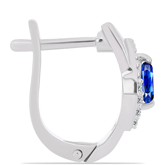 Ezüst Fülbevaló Ausztrál Kék Zafírral és Fehér Topázzal