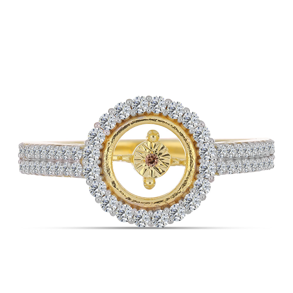 Arannyal Bevont Ezüst Gyűrű Kognak Gyémánttal és Fehér Topázzal 1 