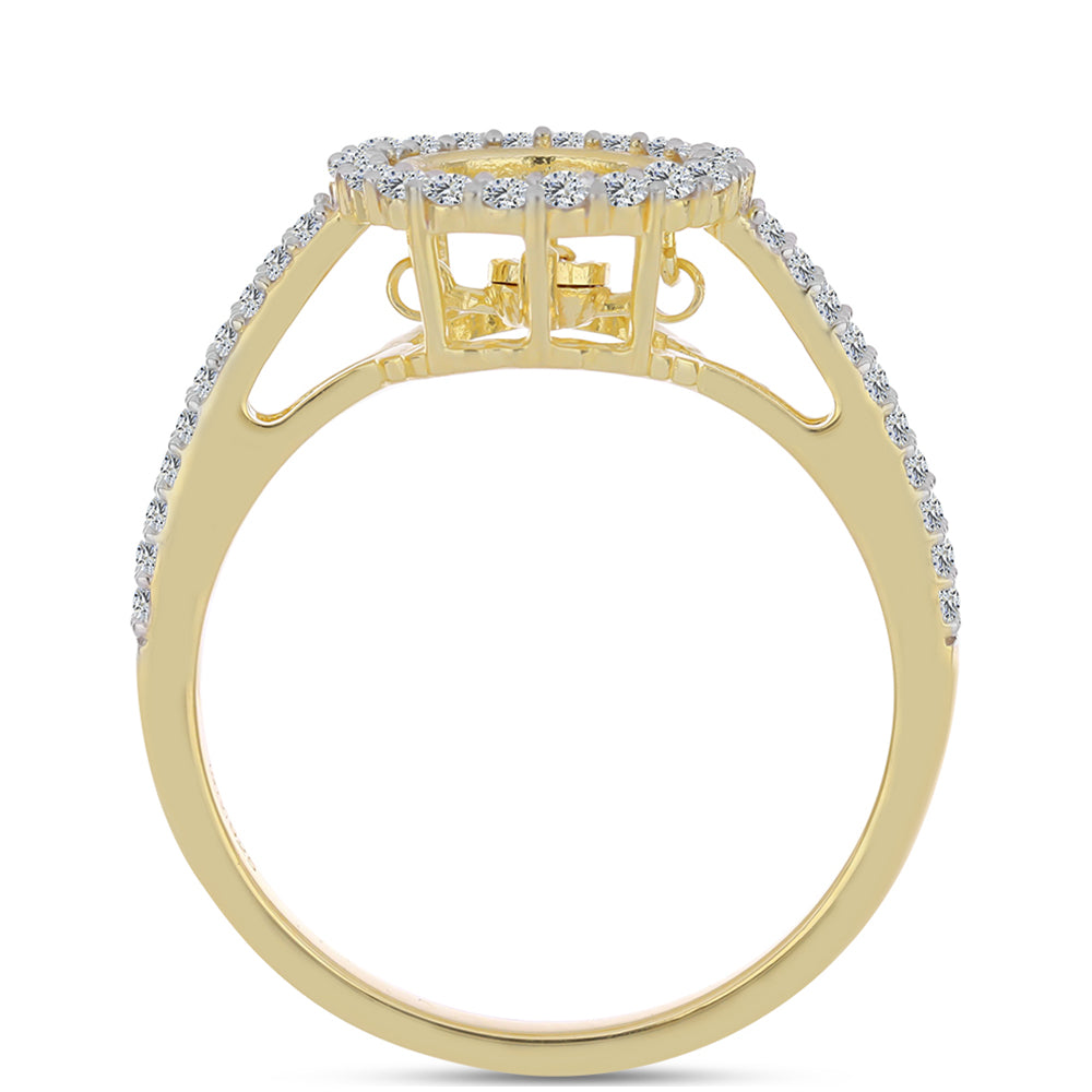 Arannyal Bevont Ezüst Gyűrű Kognak Gyémánttal és Fehér Topázzal