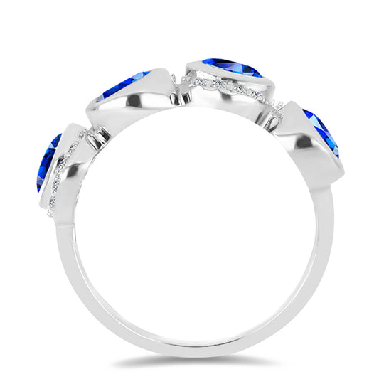 Ezüst Gyűrű Ausztrál Kék Zafírral és Fehér Topázzal