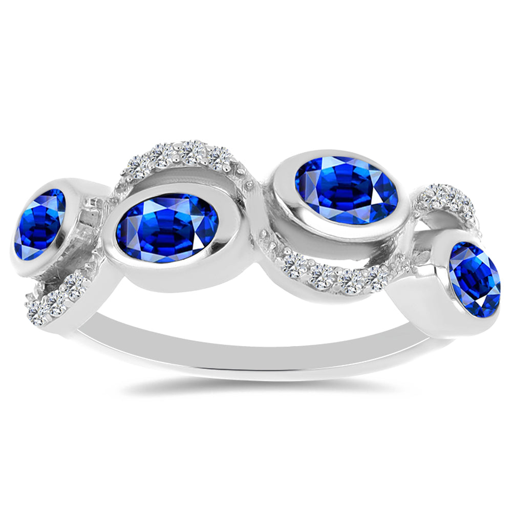 Ezüst Gyűrű Ausztrál Kék Zafírral és Fehér Topázzal
