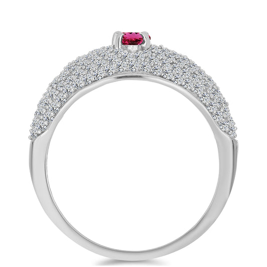 Ezüst Gyűrű Cruzeroi Rubellittel és Fehér Topázzal