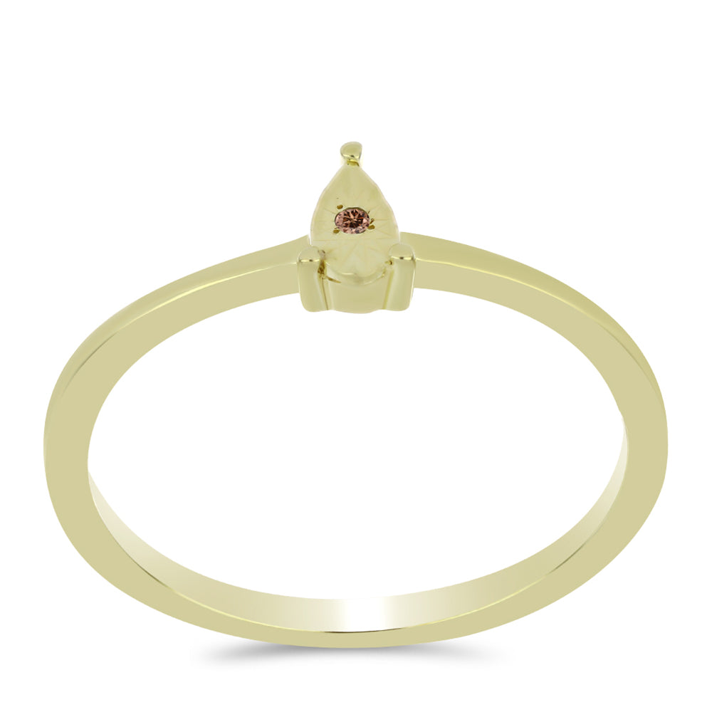 Arannyal Bevont Ezüst Gyűrű Kognak Gyémánttal