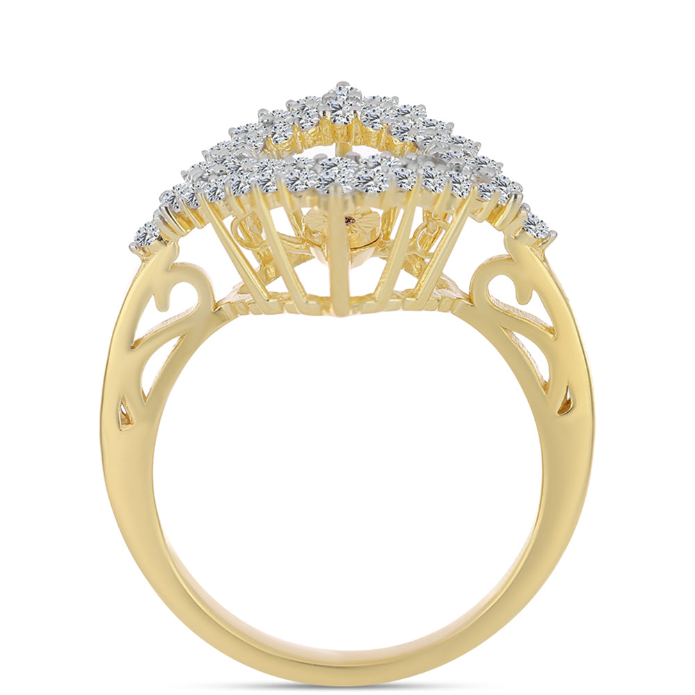 Arannyal Bevont Ezüst Gyűrű Kognak Gyémánttal és Fehér Topázzal 2 