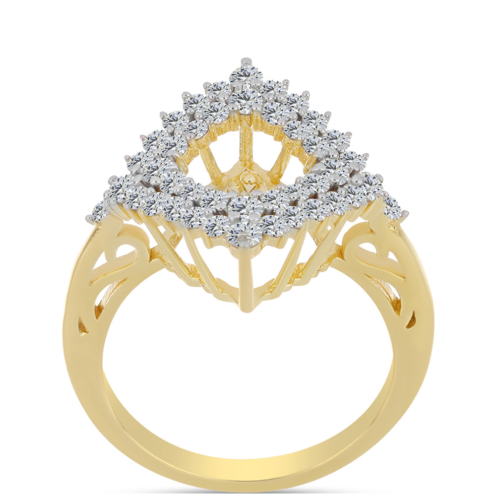 Arannyal Bevont Ezüst Gyűrű Kognak Gyémánttal és Fehér Topázzal 3 