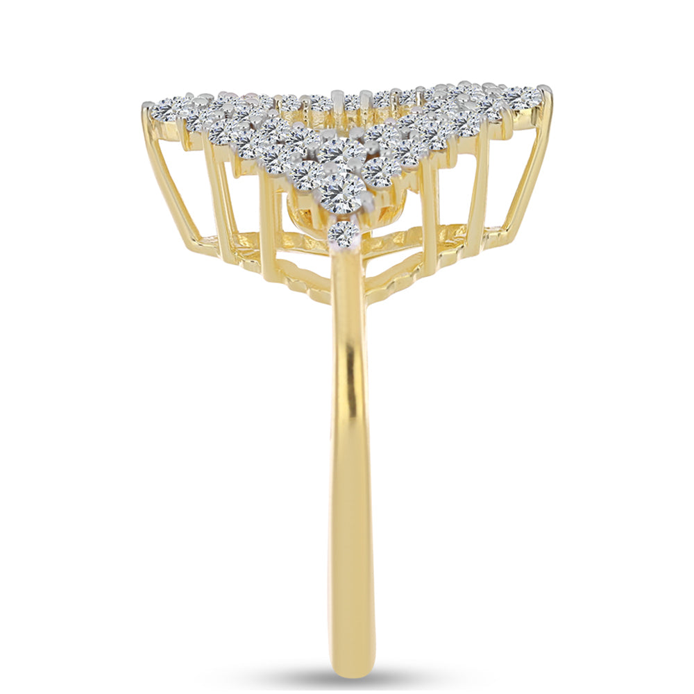 Arannyal Bevont Ezüst Gyűrű Kognak Gyémánttal és Fehér Topázzal