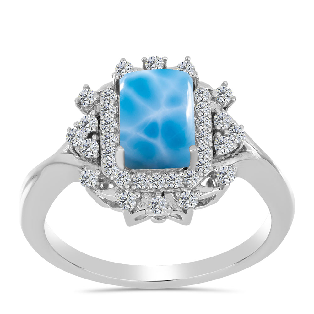 Ezüst Gyűrű Barahonai Larimarral és Fehér Topázzal 3 
