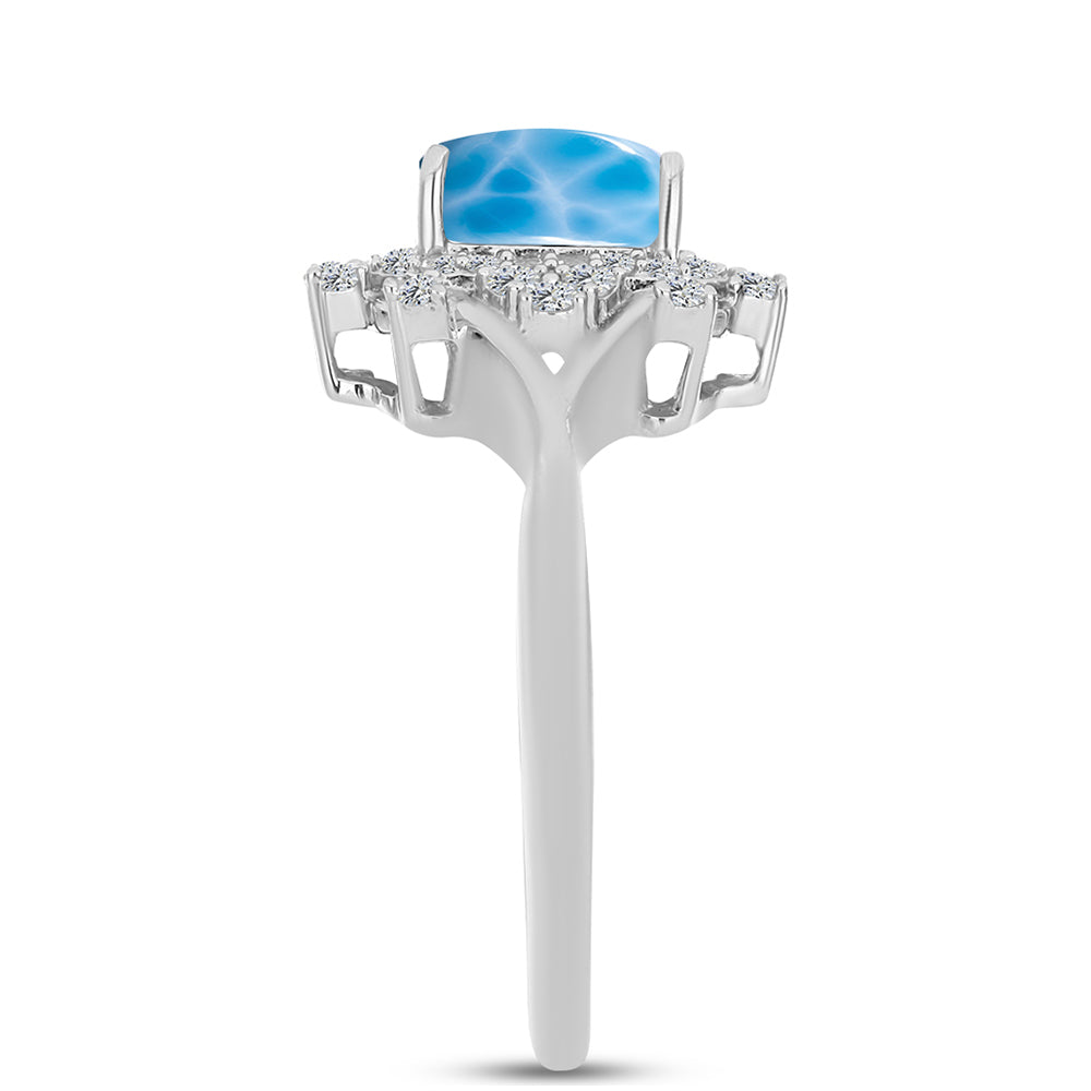 Ezüst Gyűrű Barahonai Larimarral és Fehér Topázzal