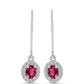 Ezüst Fülbevaló Cruzeroi Rubellittel és Fehér Topázzal