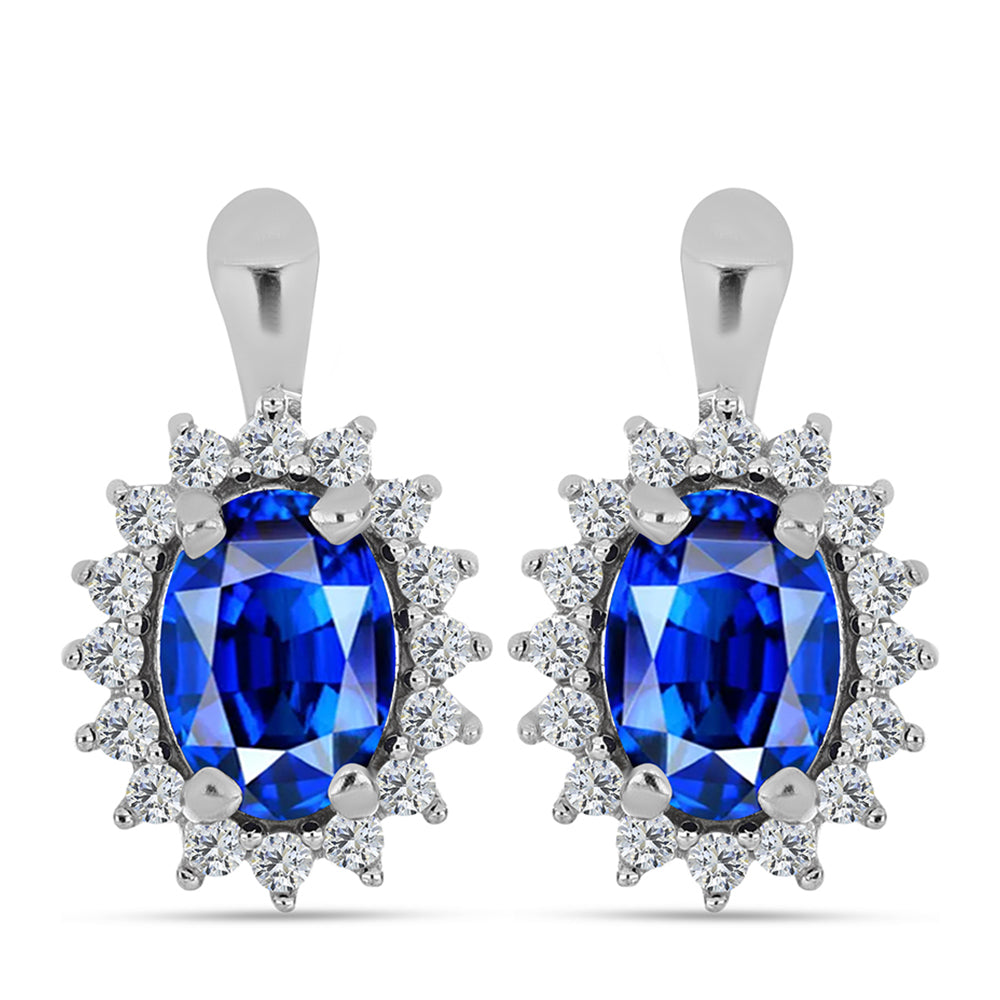 Ezüst Fülbevaló Ausztrál Kék Zafírral és Fehér Topázzal 1 