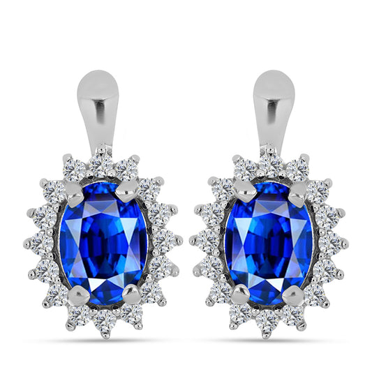Ezüst Fülbevaló Ausztrál Kék Zafírral és Fehér Topázzal