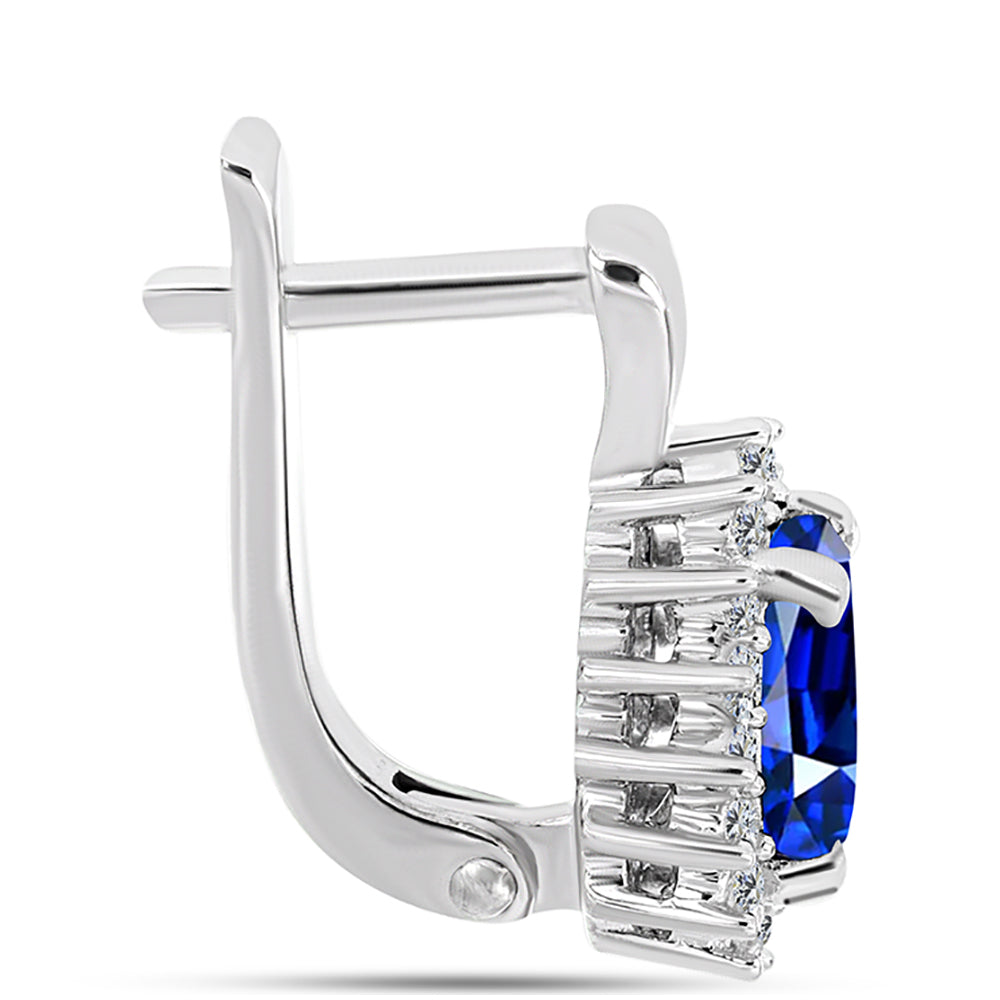 Ezüst Fülbevaló Ausztrál Kék Zafírral és Fehér Topázzal 2 