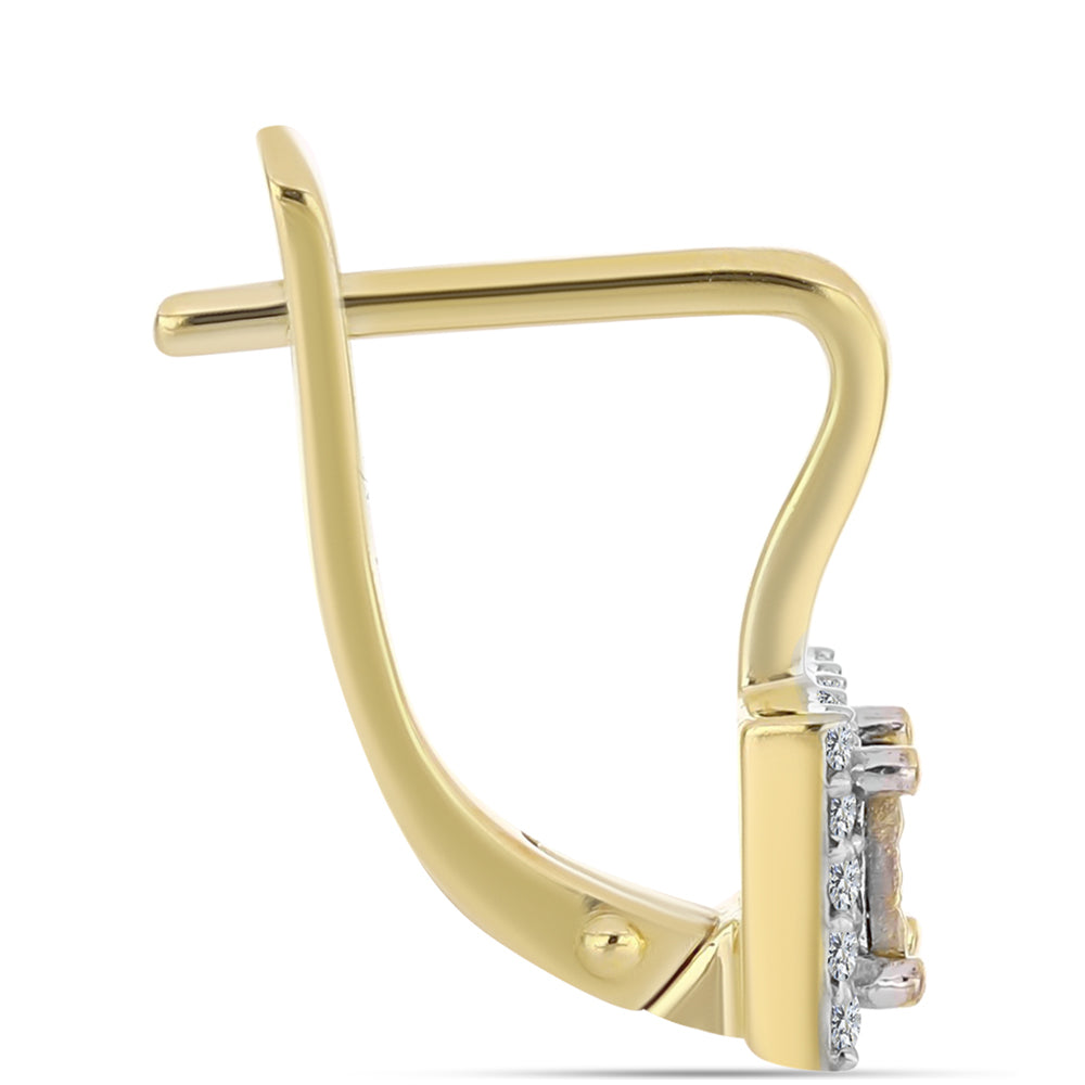 Arannyal Bevont Ezüst Fülbevaló Kognak Gyémánttal és Fehér Topázzal 2 