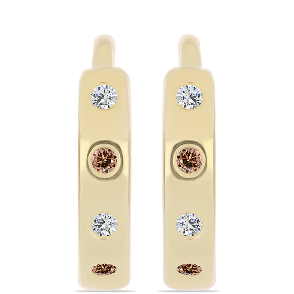 Arannyal Bevont Ezüst Fülbevaló Kognak Gyémánttal és Fehér Topázzal 1 