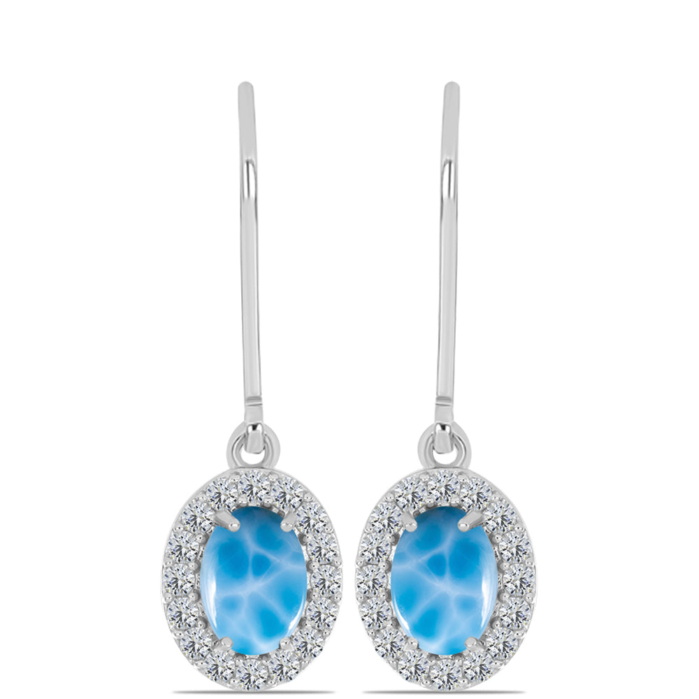 Ezüst Fülbevaló Barahonai Larimarral és Fehér Topázzal 1 