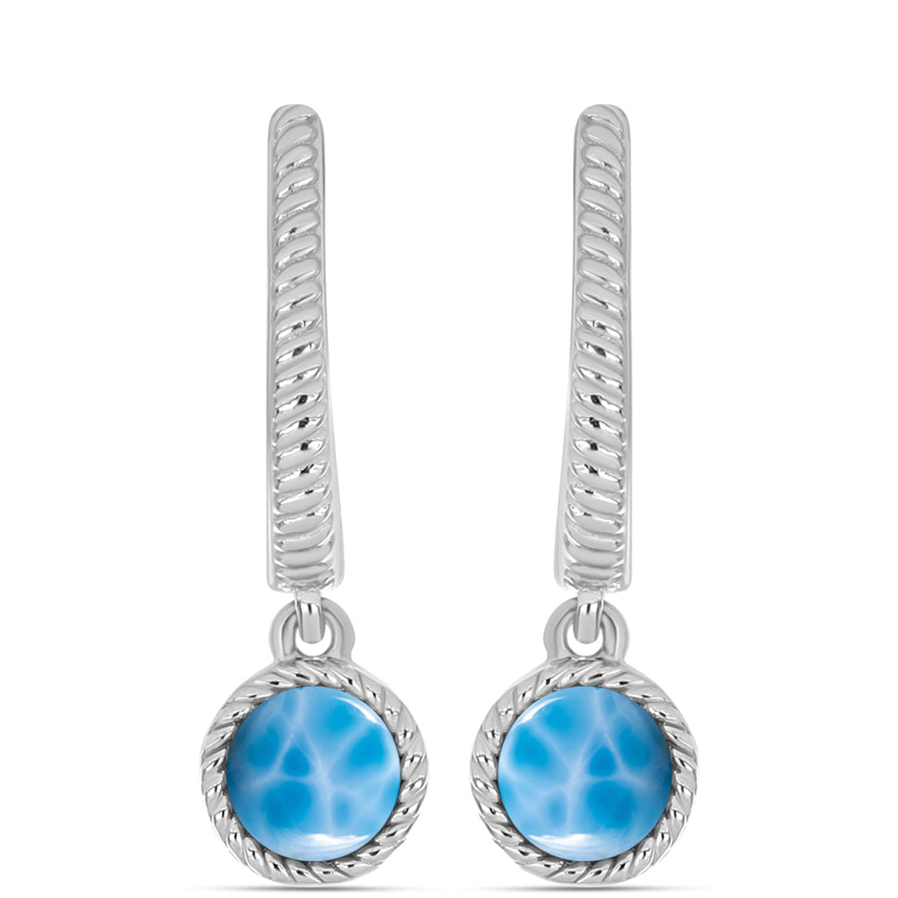 Ezüst Fülbevaló Barahonai Larimarral