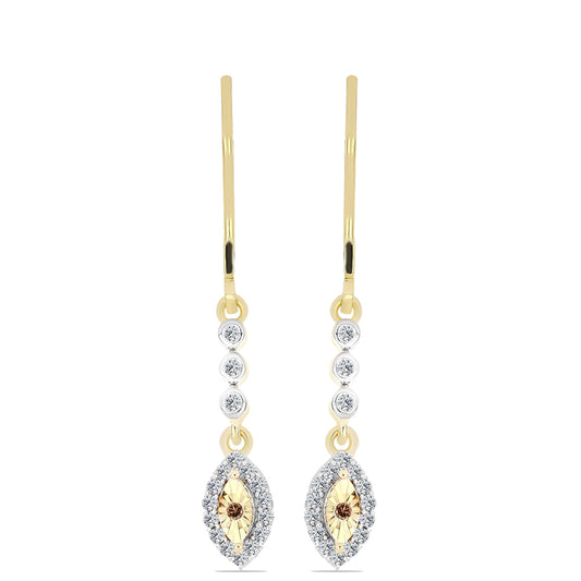 Arannyal Bevont Ezüst Fülbevaló Kognak Gyémánttal és Fehér Topázzal