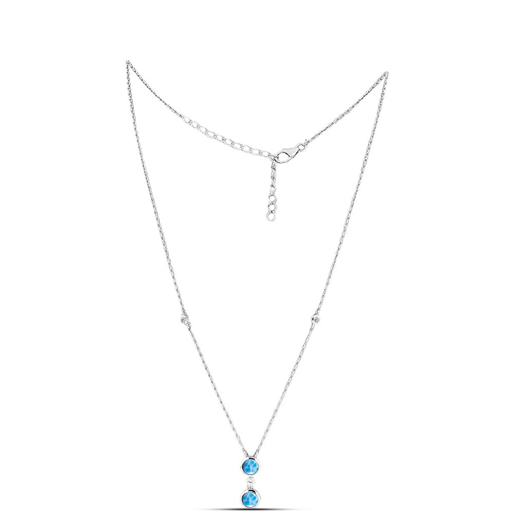 Ezüst Nyaklánc Barahonai Larimarral és Fehér Topázzal 1 