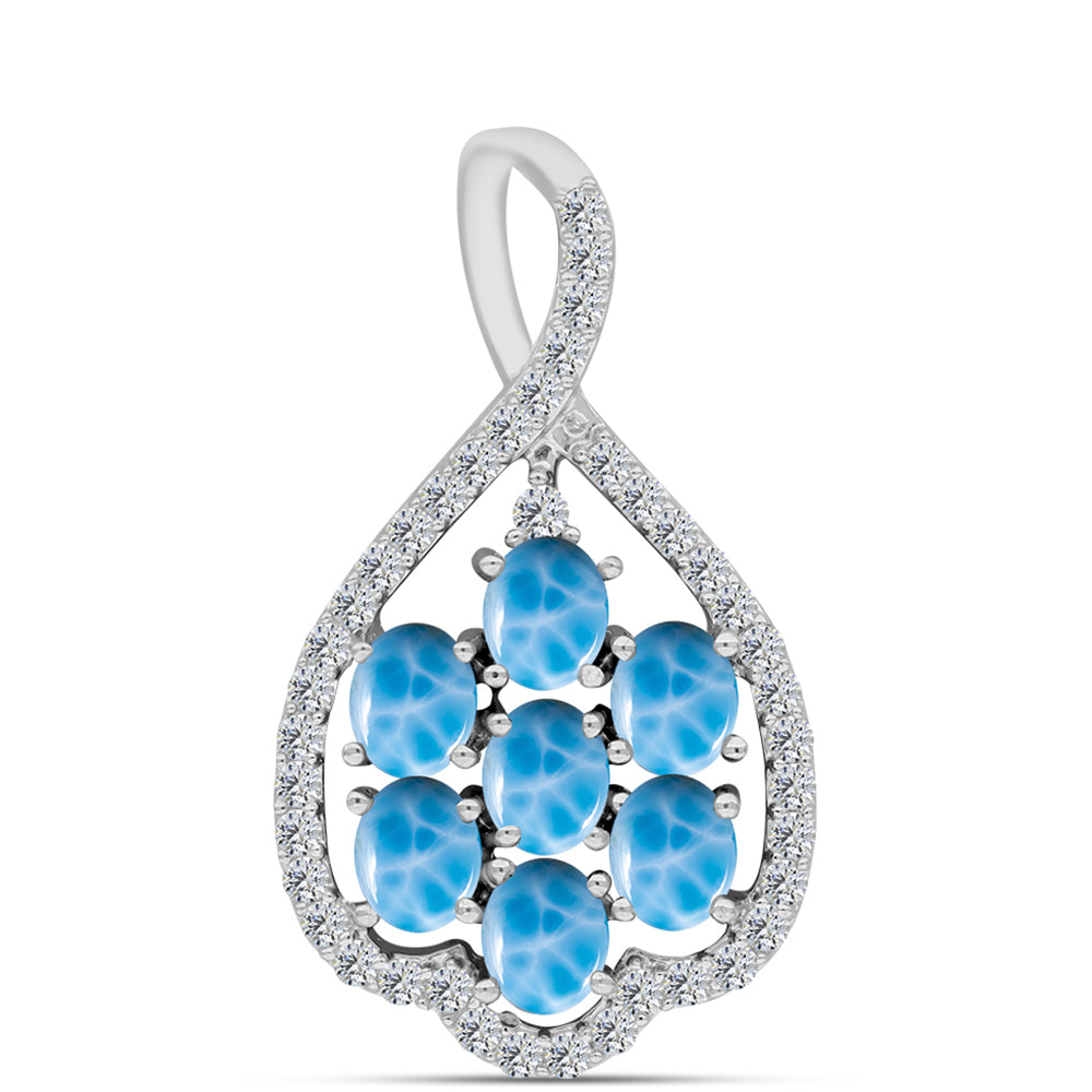 Ezüst Medál Barahonai Larimarral és Fehér Topázzal