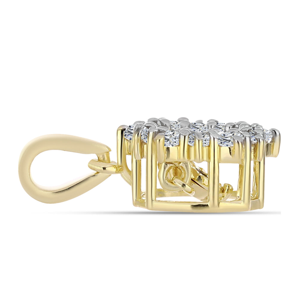 Arannyal Bevont Ezüst Medál Kognak Gyémánttal és Fehér Topázzal