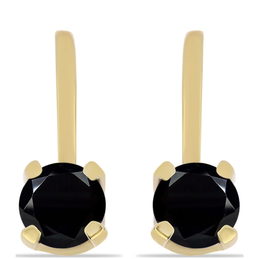 Arannyal Bevont Ezüst Fülbevaló Fekete Onixszal