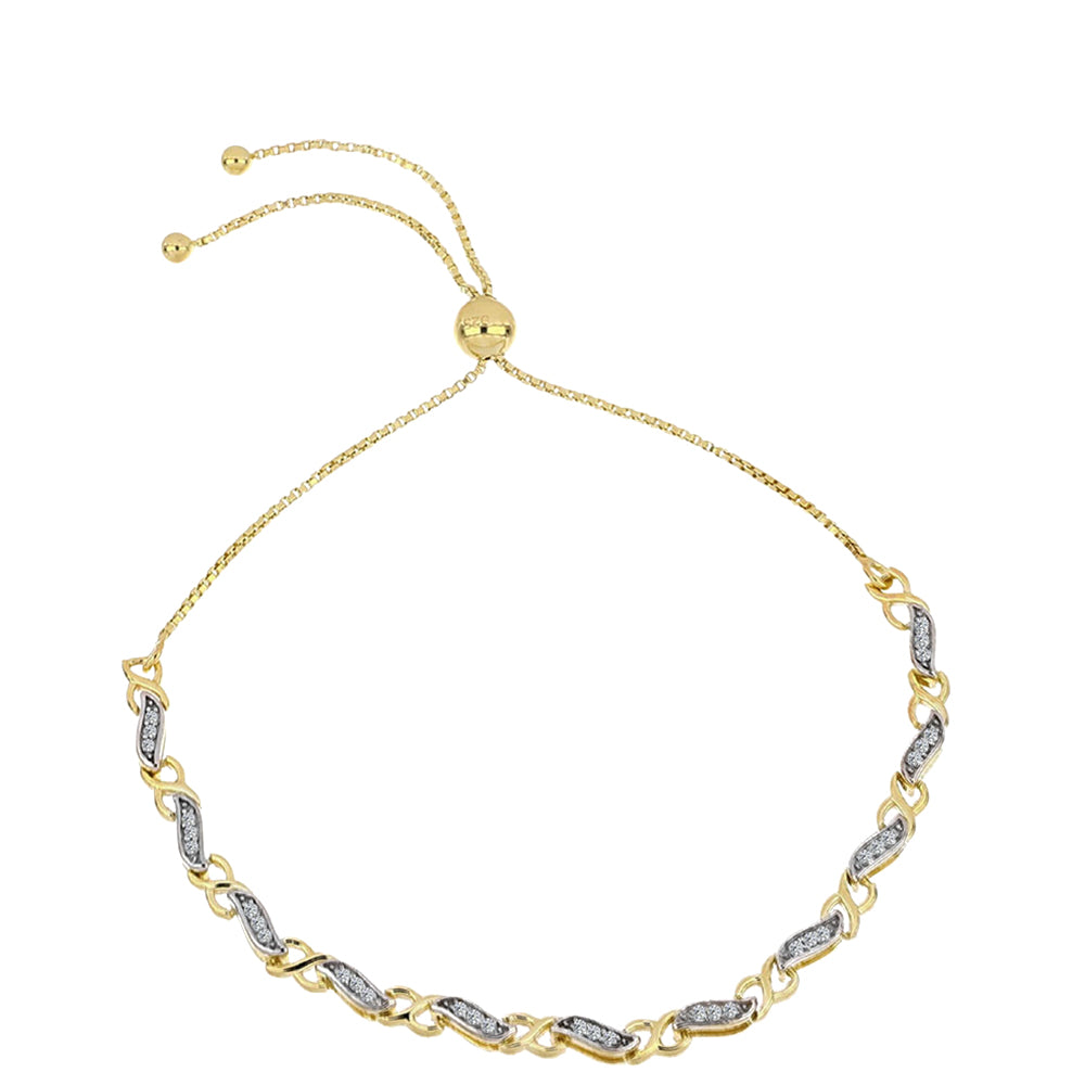 Arannyal Bevont Ezüst Karkötő Kognak Gyémánttal és Fehér Topázzal