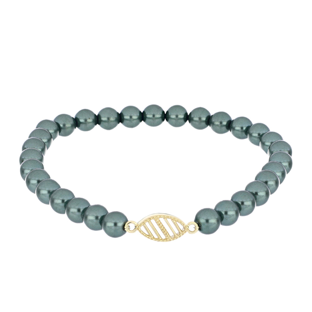 Arannyal Bevont Ezüst Karkötő "Tahiti-zöld" illúzió édesvízi Kagylógyönggyel 1 