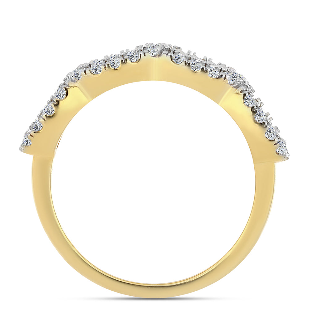 Arannyal Bevont Ezüst Gyűrű Kognak Gyémánttal és Fehér Topázzal