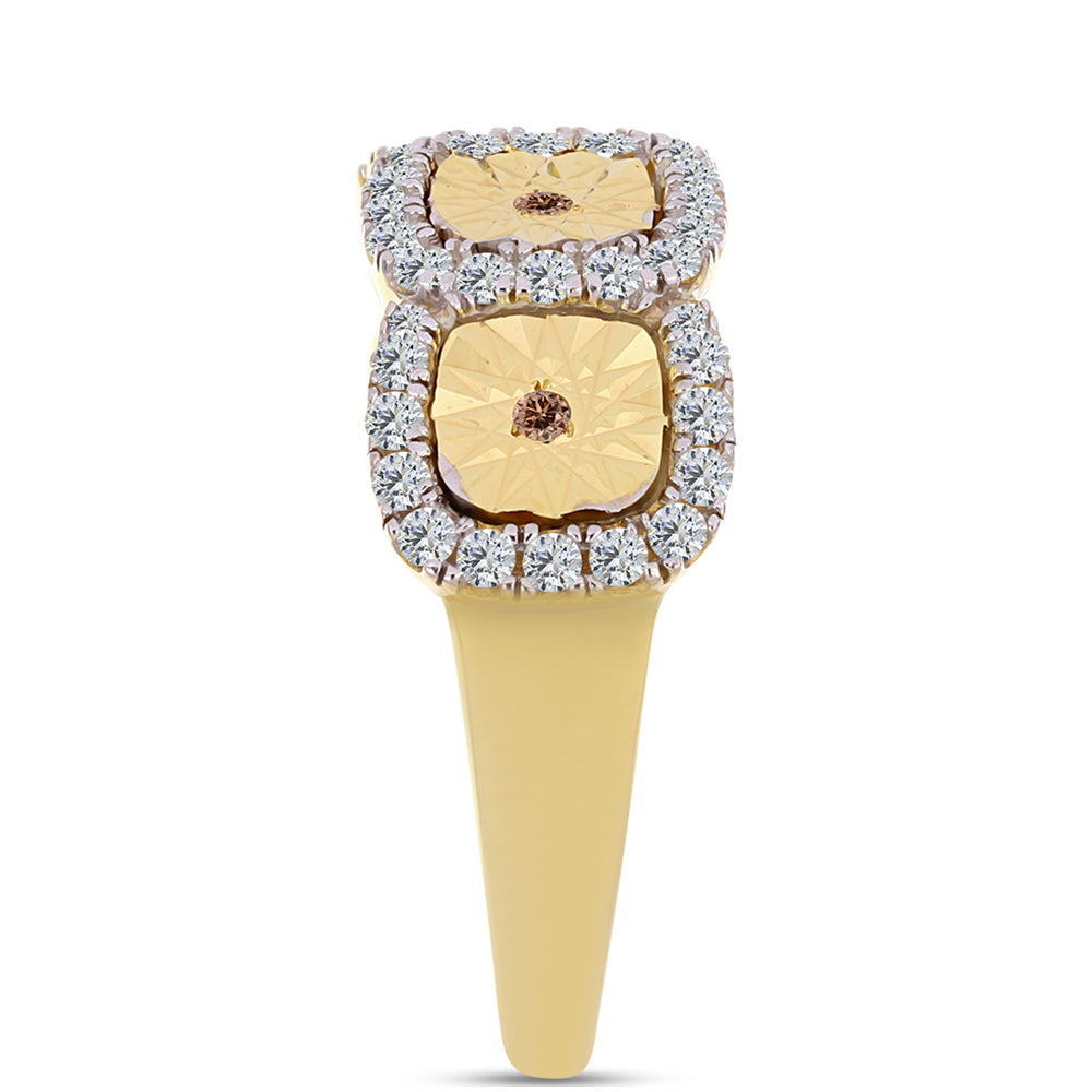 Arannyal Bevont Ezüst Gyűrű Kognak Gyémánttal és Fehér Topázzal 4 