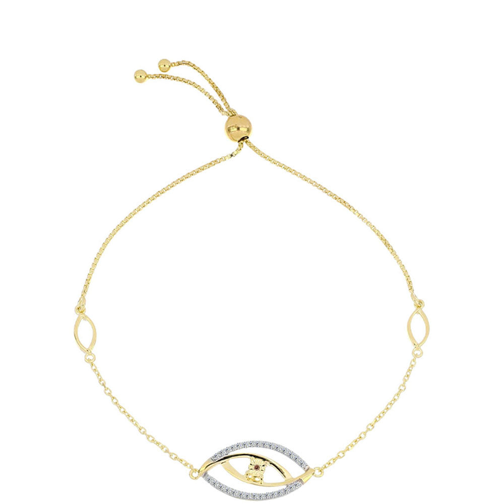 Arannyal Bevont Ezüst Karkötő Kognak Gyémánttal és Fehér Topázzal 1 