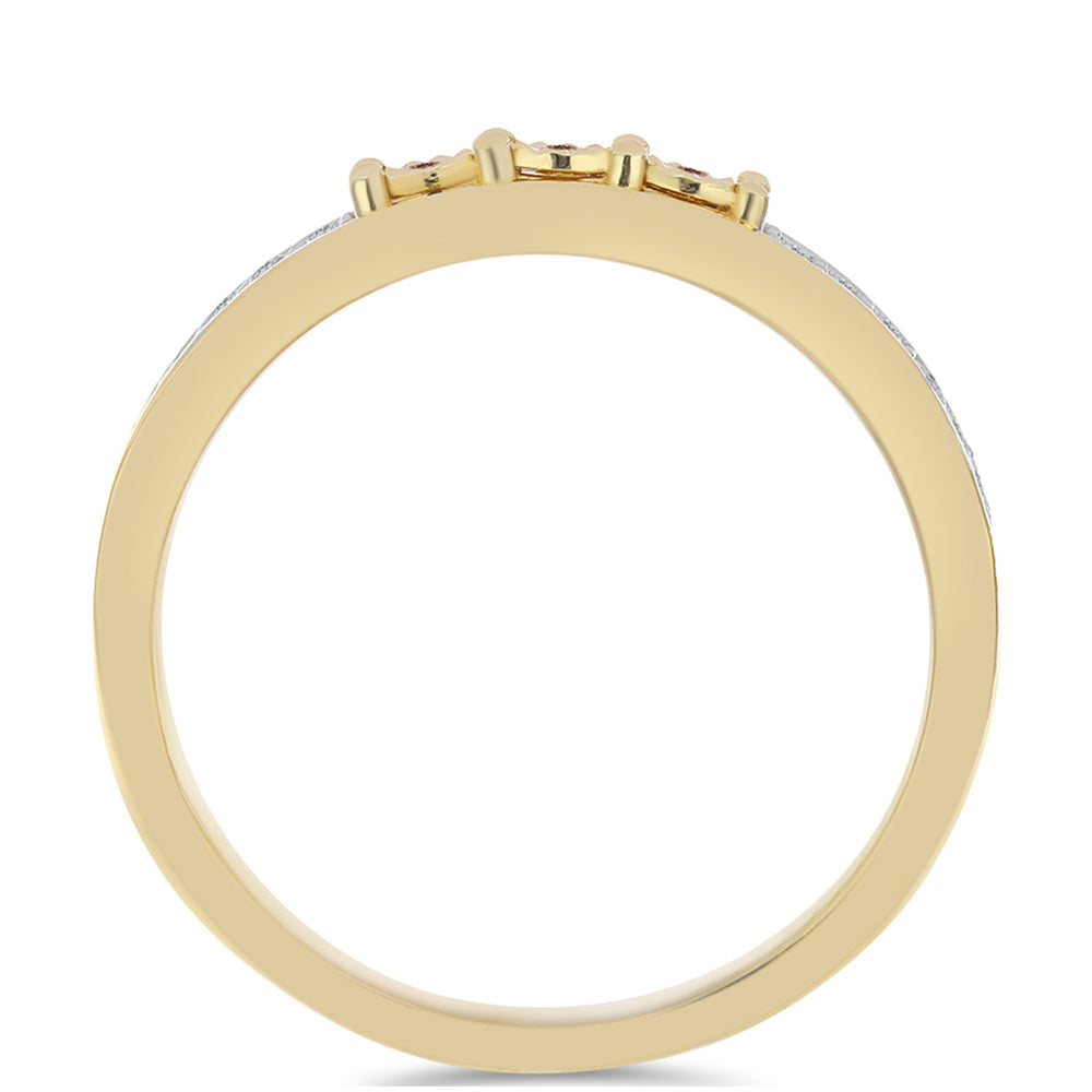 Arannyal Bevont Ezüst Gyűrű Kognak Gyémánttal és Fehér Topázzal 2 