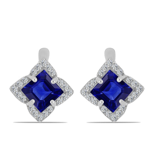 Ezüst Fülbevaló Ausztrál Kék Zafírral és Fehér Topázzal