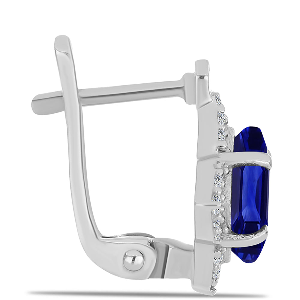 Ezüst Fülbevaló Ausztrál Kék Zafírral és Fehér Topázzal 2 