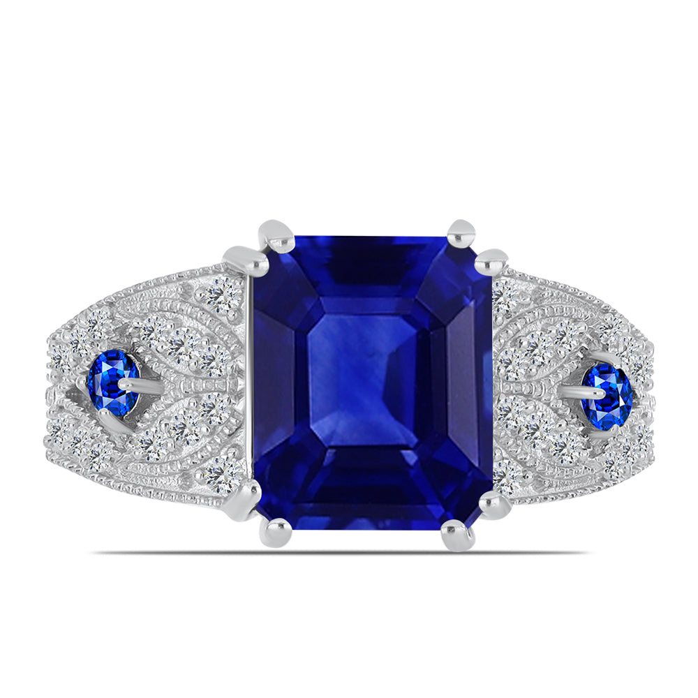 Ezüst Gyűrű Ausztrál Kék Zafírral és Fehér Topázzal 1 