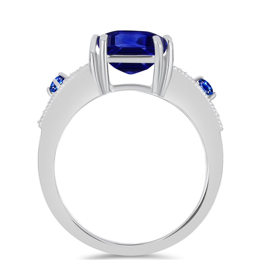 Ezüst Gyűrű Ausztrál Kék Zafírral és Fehér Topázzal