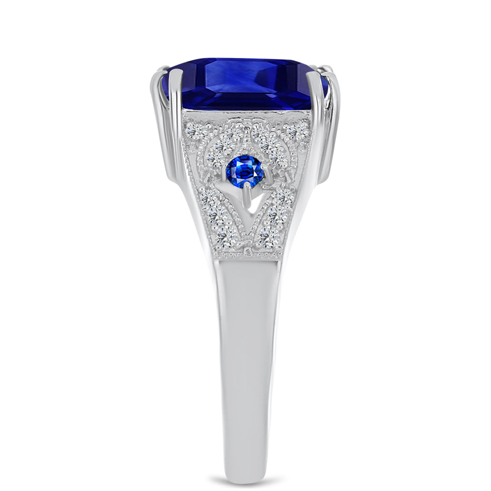 Ezüst Gyűrű Ausztrál Kék Zafírral és Fehér Topázzal