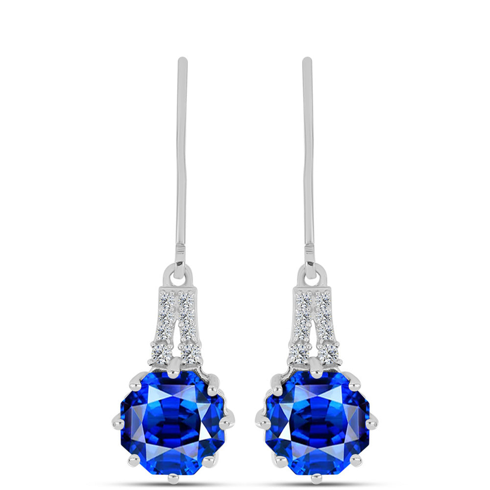 Ezüst Fülbevaló Ausztrál Kék Zafírral és Fehér Topázzal
