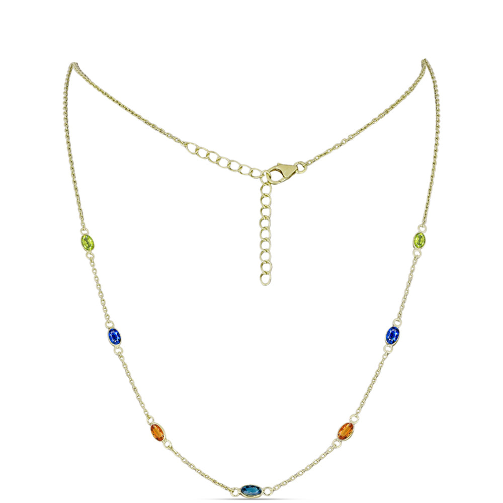 Arannyal Bevont Ezüst Nyaklánc Szivárvány Zafírral 1 