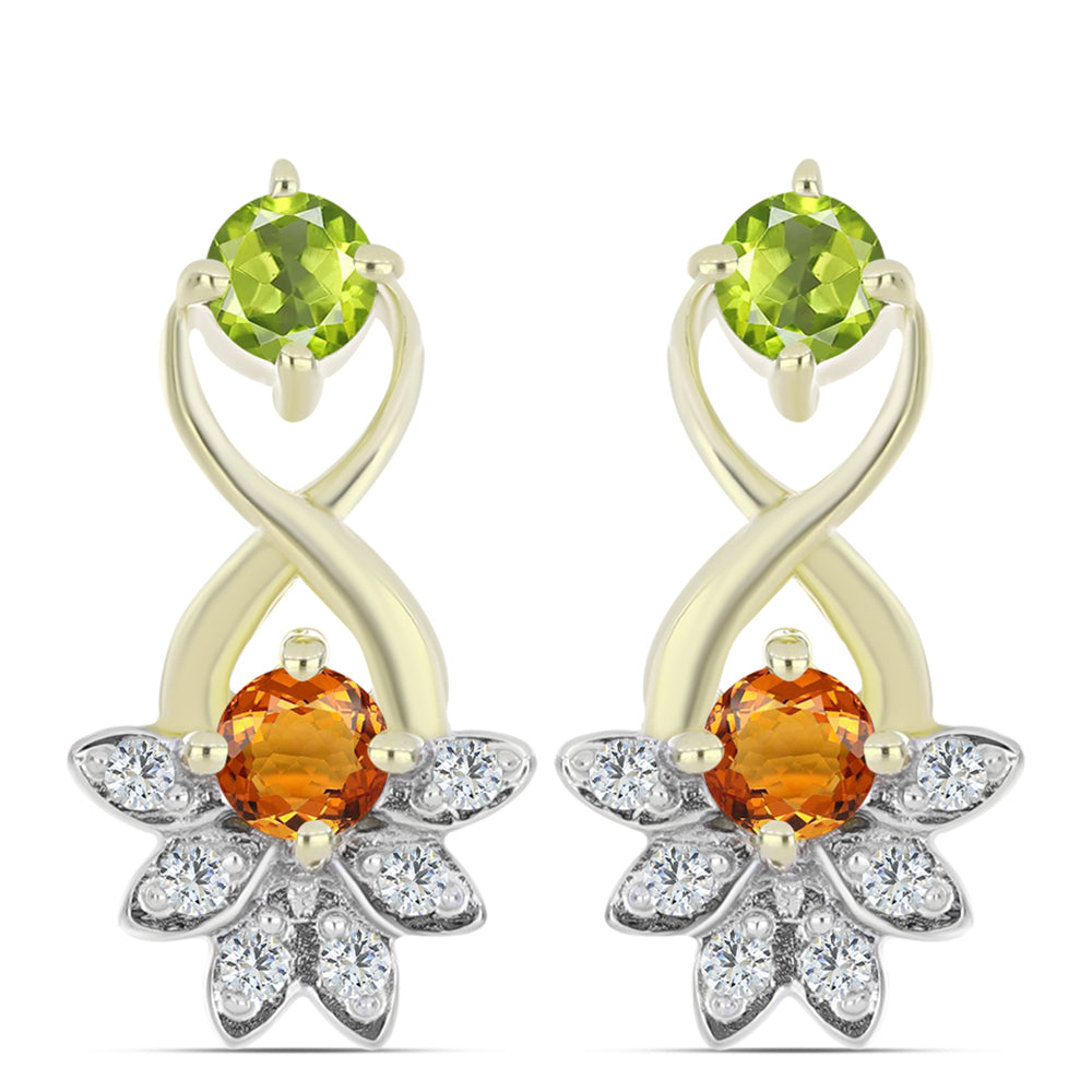 Arannyal Bevont Ezüst Fülbevaló Szivárvány Zafírral és Fehér Topázzal 1 