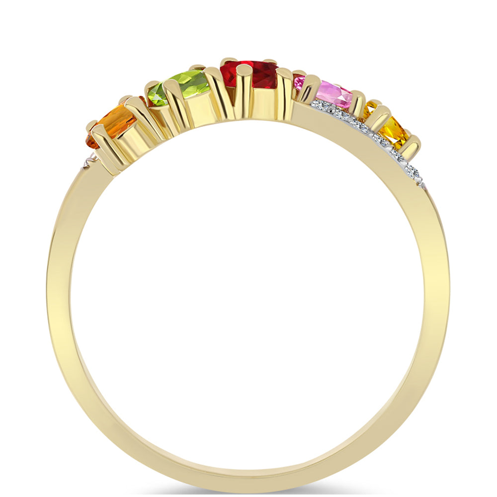 Arannyal Bevont Ezüst Gyűrű Szivárvány Zafírral és Fehér Topázzal 3 